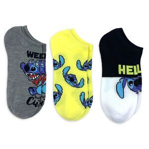 Disney Stitch Women's Print No Show Socks, 3-Pack, Shoe Size 4-10/New
